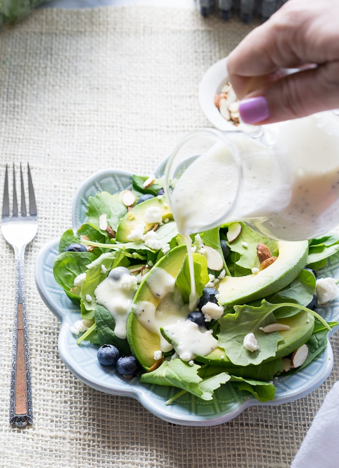 Superfood Avocado Blueberry Salad with Lemon Poppyseed Dressing!