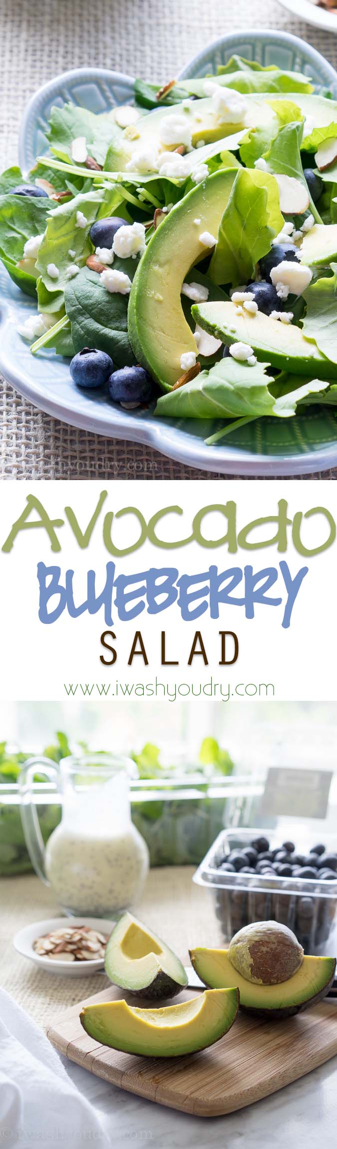 Healthy Superfood Avocad Blueberry Salad with a homemade Lemon Poppyseed Dressing!