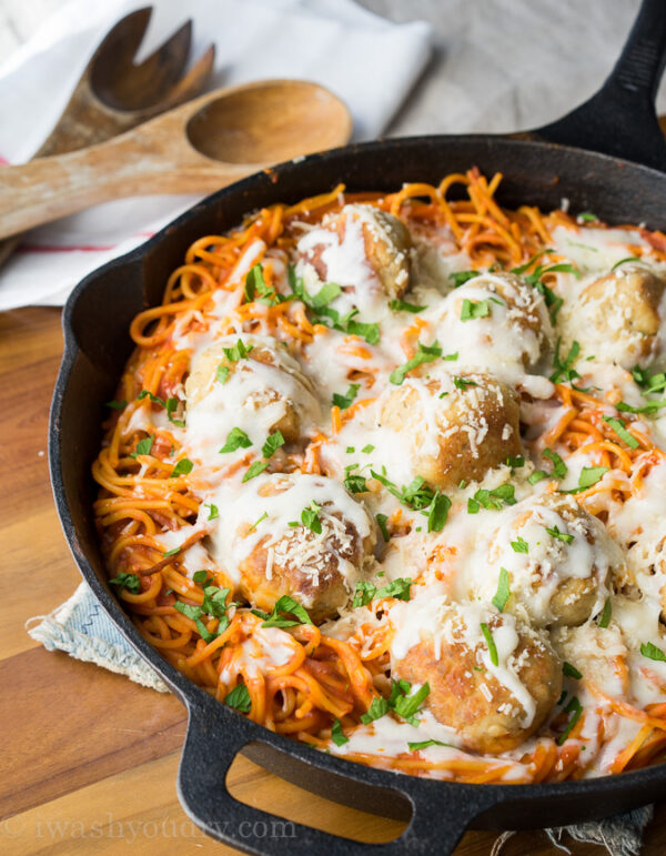 chicken parmesan meatball skillet