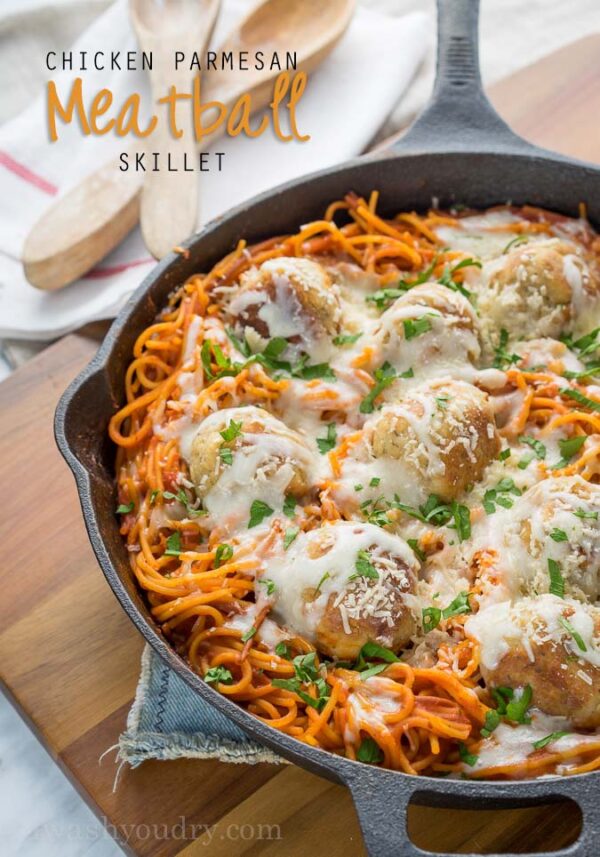 Chicken Parmesan Meatball Skillet - I Wash You Dry