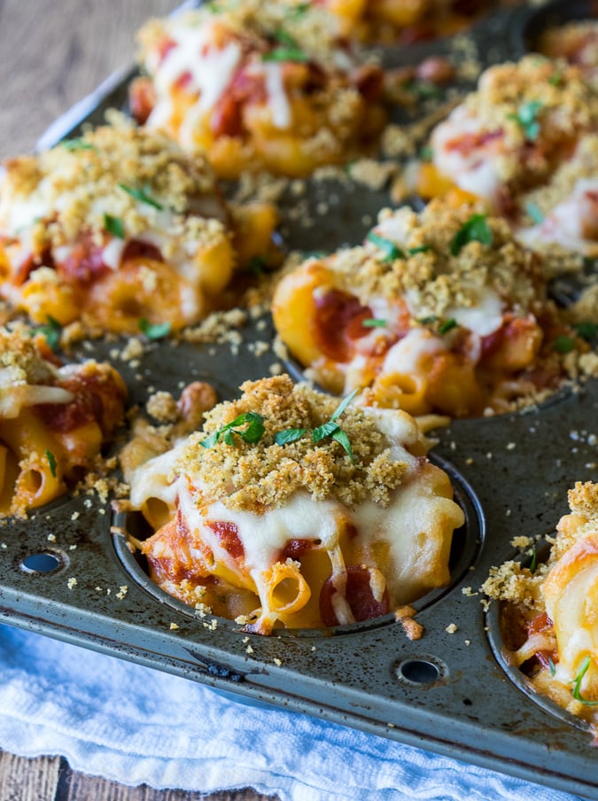 Mac and Cheese Pizza Muffin Cups