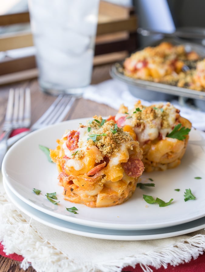 Mac and Cheese Pizza Muffin Cups