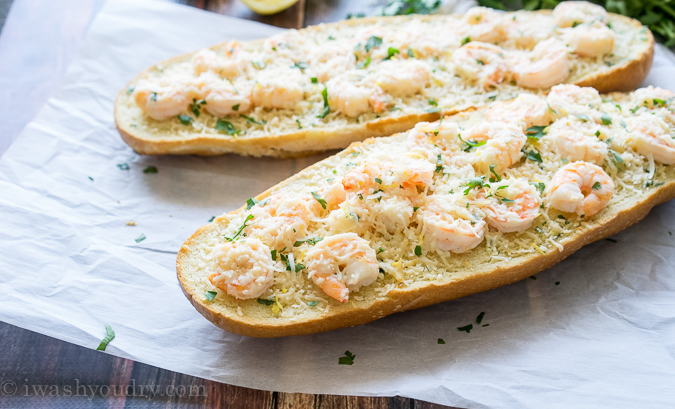 Shrimp Scampi Garlic Bread Pizza