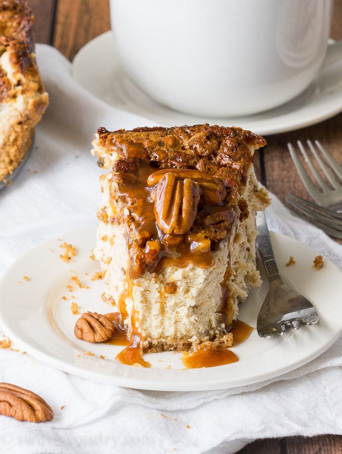 The best of both worlds! This Brown Sugar Pecan Pie Cheesecake has a rich and creamy brown sugar cheesecake base with a layer of pecan pie right on top. The best part is that this dessert recipe is actually really easy!