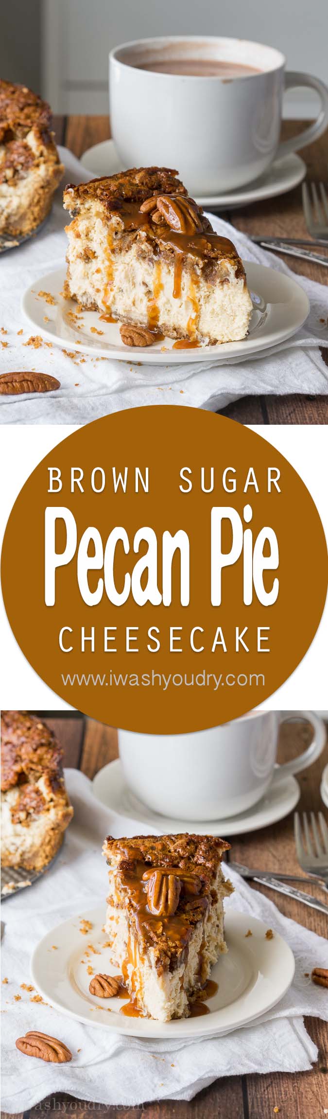 The best of both worlds! This Brown Sugar Pecan Pie Cheesecake has a rich and creamy brown sugar cheesecake base with a layer of pecan pie right on top. The best part is that this dessert recipe is actually really easy!