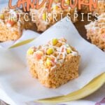 I have never had such a soft and chewy rice krispie treat until I made these glorious Candy Corn Rice Krispies Treats. This is the best recipe!