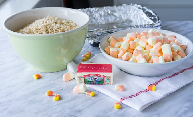 I have never had such a soft and chewy rice krispie treat until I made these glorious Candy Corn Rice Krispies Treats. This is the best recipe!