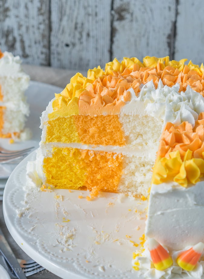 Candy Corn Layer Cake! The perfect dessert for this year's Halloween Party! 