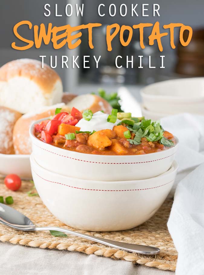 My family really enjoyed this easy Slow Cooker Sweet Potato Turkey Chili recipe! I loved that it was such an easy clean up too! 