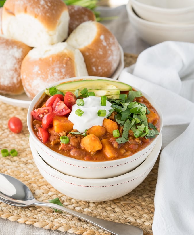 My family really enjoyed this easy Slow Cooker Sweet Potato Turkey Chili recipe! I loved that it was such an easy clean up too! 