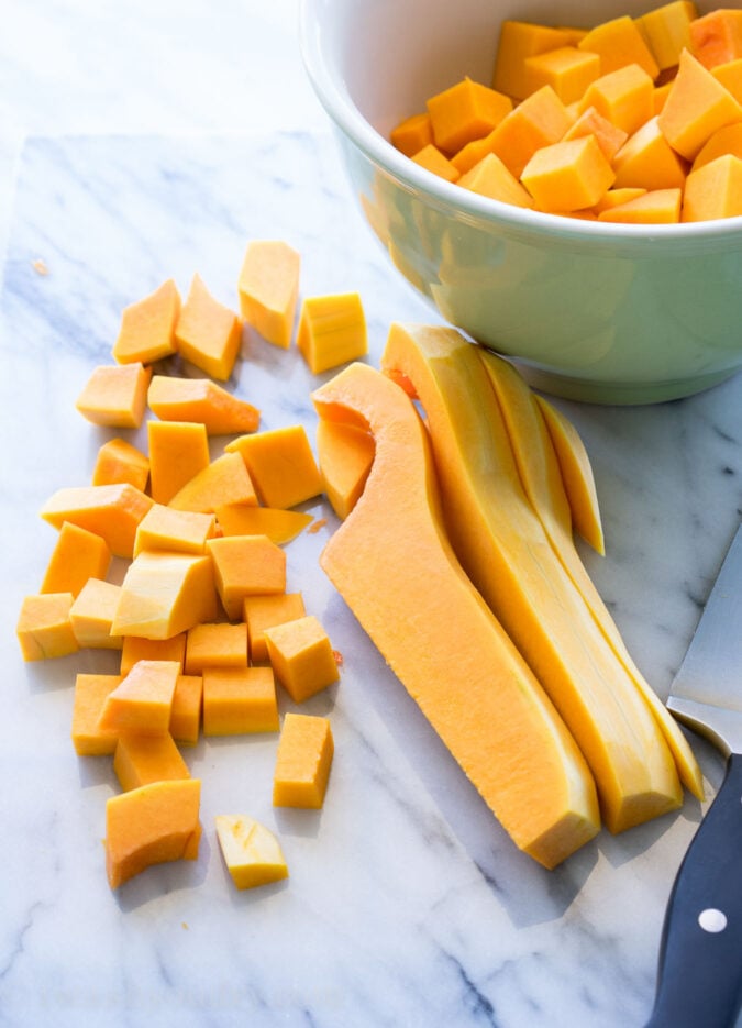 I love this recipe on how to roast butternut squash cubes! So great for adding to salads!