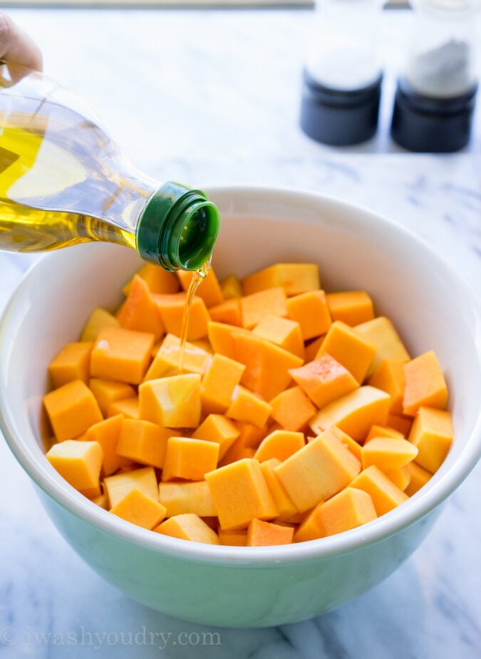 I love this recipe on how to roast butternut squash cubes! So great for adding to salads!