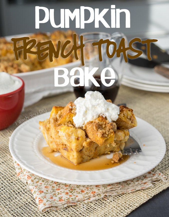 This Pumpkin French Toast Bake is filled with a delicious pumpkin pie flavor and topped with a gorgeous crumb topping. It's a family breakfast casserole type recipe that we can't get enough of!