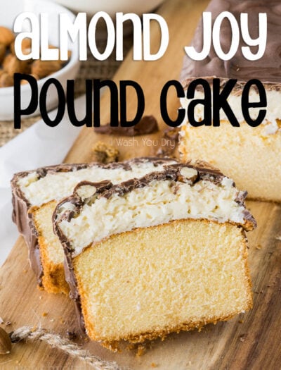 This Super Easy Almond Joy Pound Cake is almost too easy to make. I love how the almonds are put on! haha