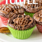 These Turtle Brownie Bites are ridiculously easy and taste so good! It's the filling on the inside that gets me every time!