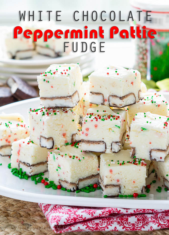 White Chocolate Peppermint Pattie Fudge