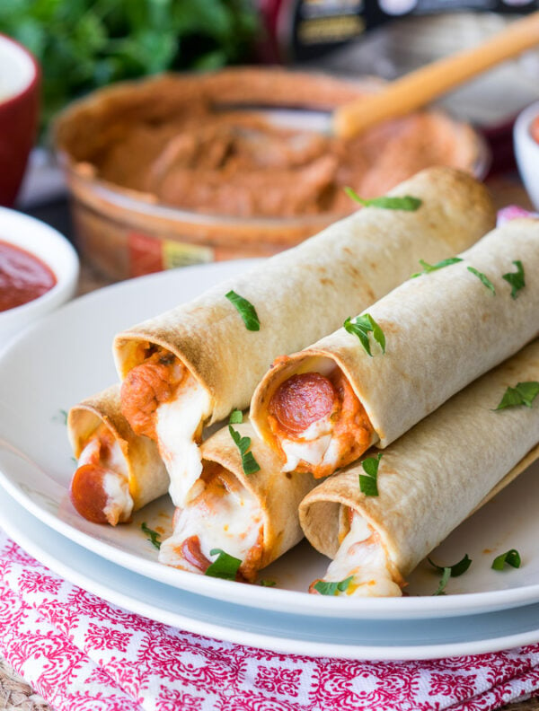 Pizza Hummus Taquitos - I Wash You Dry