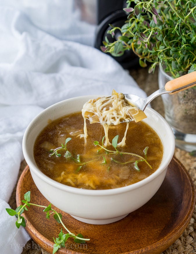 Not only is this Slow Cooker French Onion Soup easy to prepare, but it's also on the healthy side! Perfect for keeping my resolutions and still being able to enjoy my favorite comfort foods!