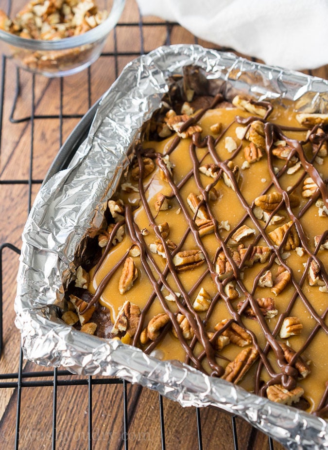OMG! My husband asked me to make these Fudge Ripple Pecan Brownies two times before he even finished his first one! So good and so easy!