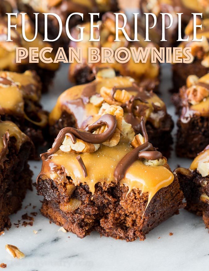 OMG! My husband asked me to make these Fudge Ripple Pecan Brownies two times before he even finished his first one! So good and so easy!