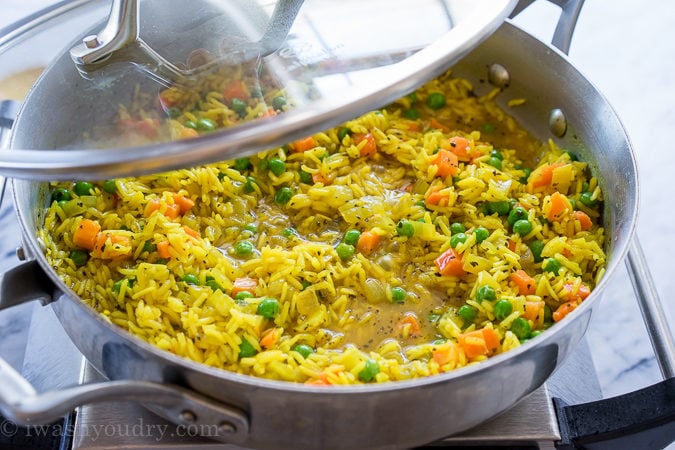 This quick and easy Vegetable Rice Pilaf is a homemade version of the boxed rice variety. My family loves this with dinner!