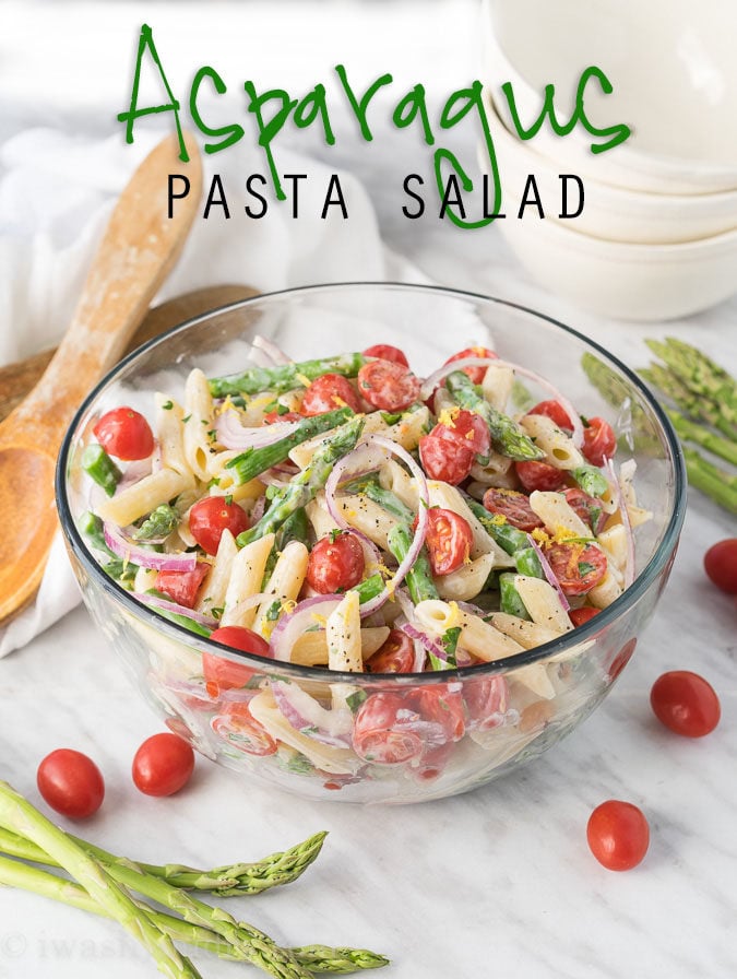 This Asparagus Pasta Salad is a cool and refreshing pasta salad that is bursting with flavors of lemon and parsley. Perfect spring salad!