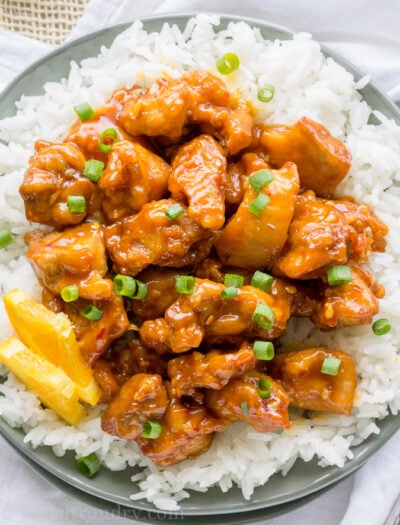 This Orange Chicken recipe is a homemade copycat version of Panda Express. So good and so easy to make!