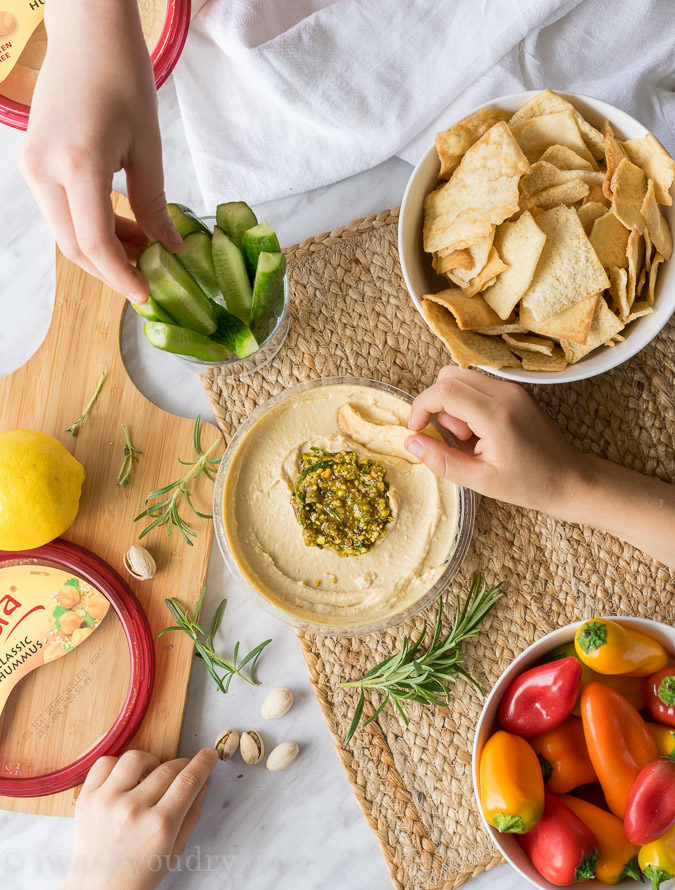 The bold and delicious flavors of Pistachio, Rosemary and Lemon come together in a tasty hummus topping that no one can resist when placed on top of creamy Sabra hummus!