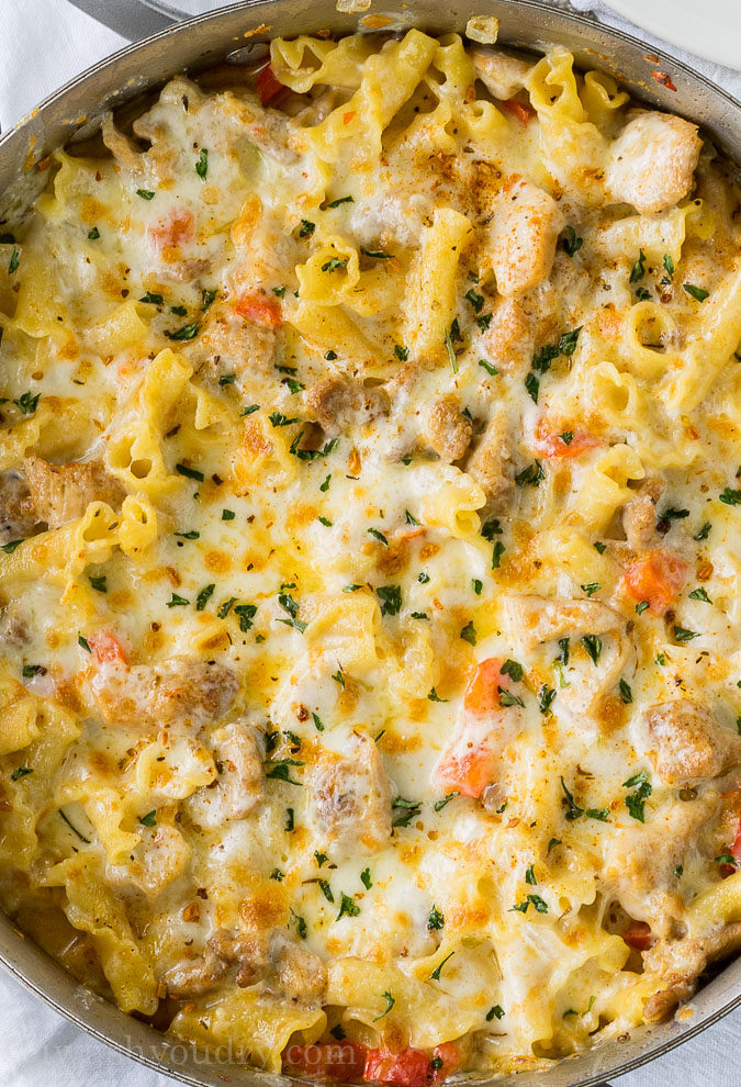 WOW! This Creamy Cajun Chicken Pasta Skillet is filled with tender chicken and pasta in a creamy, zesty sauce!