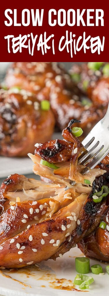 This Slow Cooker Teriyaki Chicken recipe is fall apart tender and the homemade teriyaki sauce is out of this world!