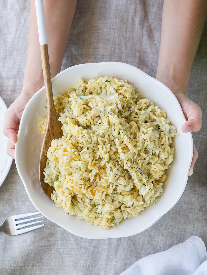 5 Minute Cheesy Zucchini Rice I Wash You Dry