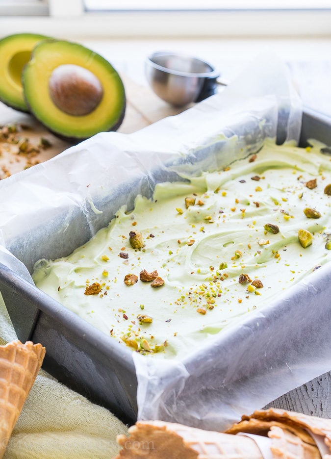 Wow! you can not believe how creamy this NO CHURN Avocado Pistachio Ice Cream is! You can't taste the avocado, it just makes the ice cream extra creamy!