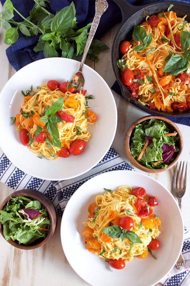 15 Minute Caprese Pasta Skillet