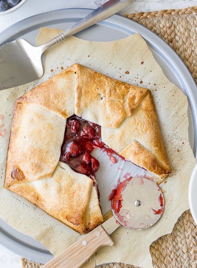 This Cherry Pie Gallete is a fancy looking dessert that is actually super EASY to make with just 3 ingredients! 