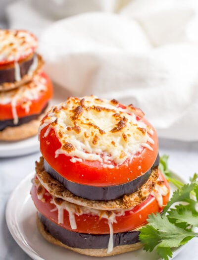 Quick and easy eggplant tomato and mozzarella broiler sandwich - a great vegetarian lunch or light dinner