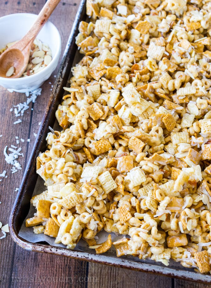 We love this Gooey Chex Mix recipe for snacks and party times!