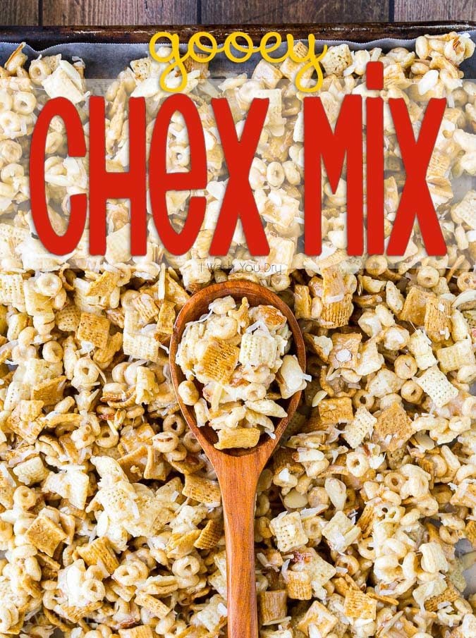 We love this Gooey Chex Mix recipe for snacks and party times! 