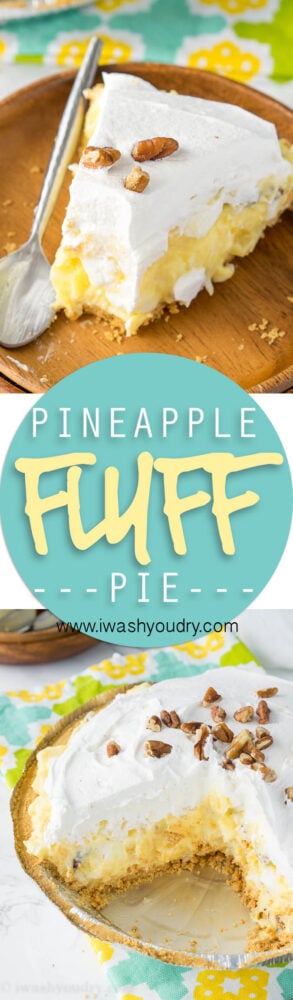 This Pineapple Fluff Pie takes all the goodness of the classic pineapple fluff and puts it into a super easy, no-bake, pie!