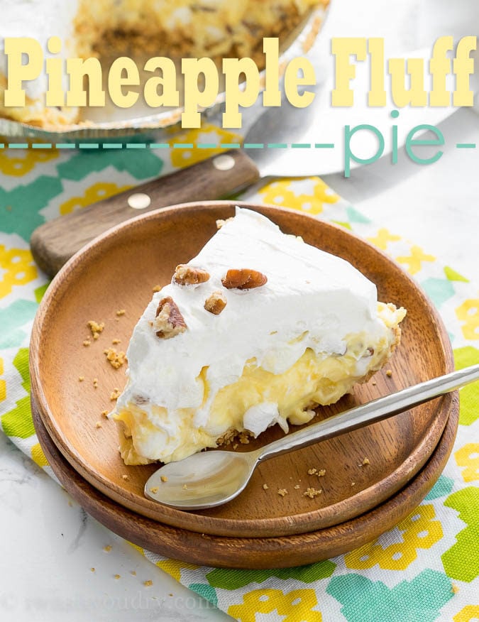 This Pineapple Fluff Pie takes all the goodness of the classic pineapple fluff and puts it into a super easy, no-bake, pie!