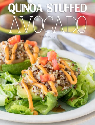 I'm obsessed with this vegetarian Quinoa Stuffed Avocado recipe! Super quick and seriously tasty!