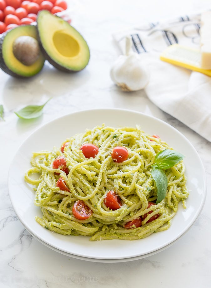 This Avocado Pesto Pasta is a super creamy and fresh pasta dish that always receives rave reviews!