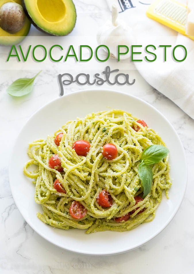 This Avocado Pesto Pasta is a super creamy and fresh pasta dish that always receives rave reviews!