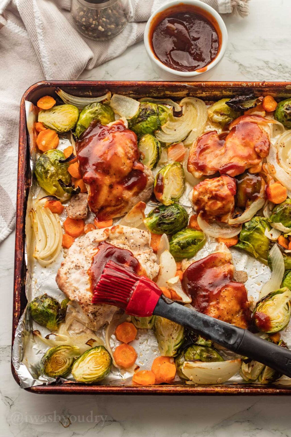 BBQ Roasted Chicken Thighs with Vegetables - I Wash You Dry
