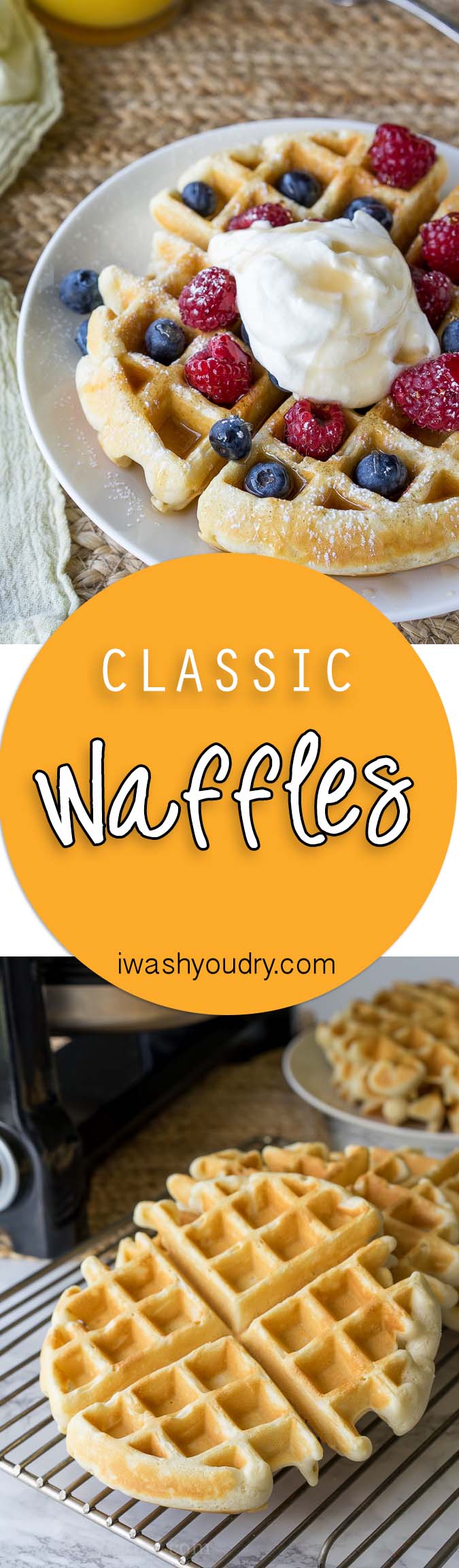 This Classic Waffle Recipe makes perfectly crisp on the outside, fluffy on the inside waffles that are to die for! 