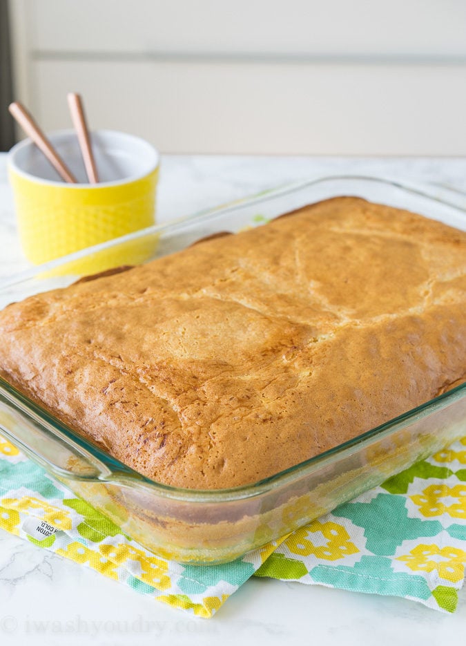 If you're a lemon fan, this dessert is for you! This Lemon Bar Magic Cake has three delicious and easy desserts in one! Lemon bars on the bottom, moist cake in the middle and a super easy lemon mousse on top! My family thoroughly enjoyed this one!