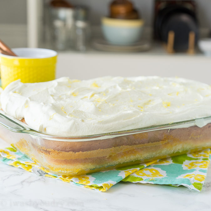 If you're a lemon fan, this dessert is for you! This Lemon Bar Magic Cake has three delicious and easy desserts in one! Lemon bars on the bottom, moist cake in the middle and a super easy lemon mousse on top! My family thoroughly enjoyed this one!