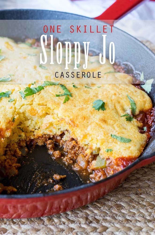 One Skillet Sloppy Jo Cornbread Casserole I Wash You Dry