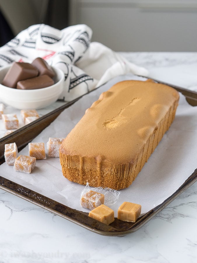 This super easy Twix Pound Cake is a quick dessert that only takes 4 ingredients!