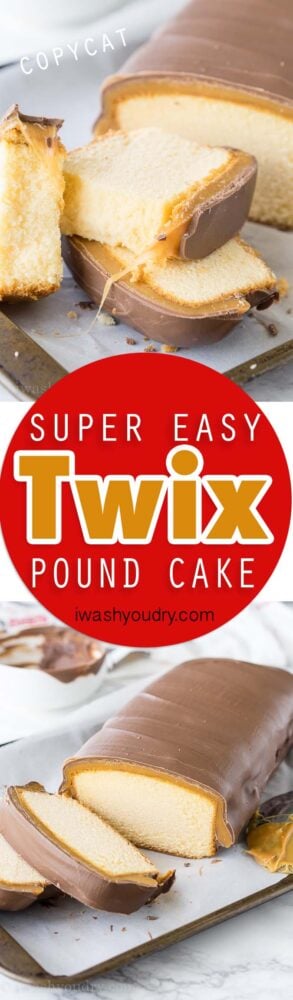 This super easy Twix Pound Cake is a quick dessert that only takes 4 ingredients!