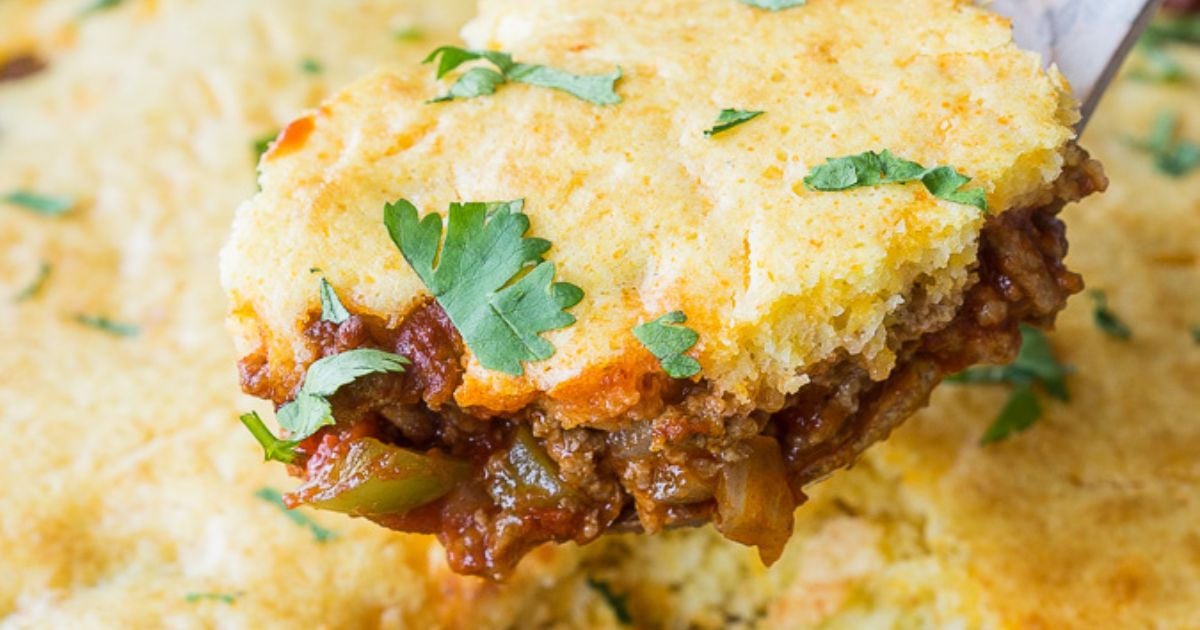 One Skillet Sloppy Joe Cornbread Casserole